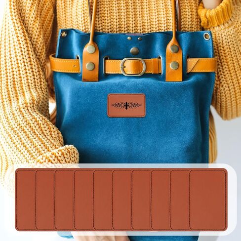 20pcs Leatherette Patch, Ion On Leather Patches for Hats, Laserable Blank PU Leather Hat Patches for Heat Press, with Adhesive for Hats Jackets Backpacks(Brown, 3x2) in Saudi Arabia