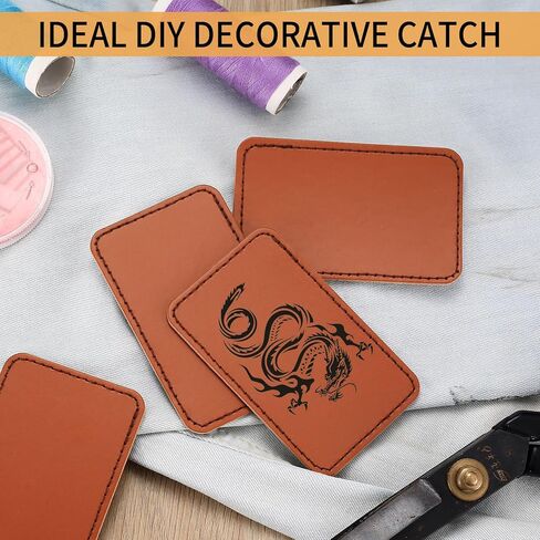 20pcs Leatherette Patch, Ion On Leather Patches for Hats, Laserable Blank PU Leather Hat Patches for Heat Press, with Adhesive for Hats Jackets Backpacks(Brown, 3x2) in Saudi Arabia