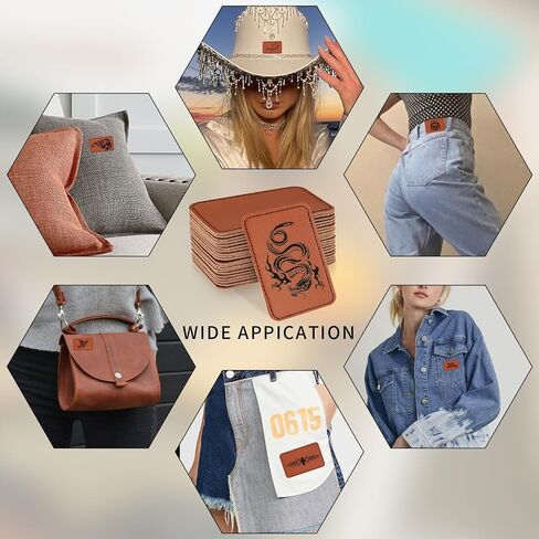 20pcs Leatherette Patch, Ion On Leather Patches for Hats, Laserable Blank PU Leather Hat Patches for Heat Press, with Adhesive for Hats Jackets Backpacks(Brown, 3x2) in Saudi Arabia