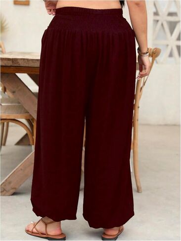 OYOANGLE Women's Plus Size Harem Pants Boho Lounge Pants Loose Fit Barrel Leg Palazzo Trousers in Saudi Arabia