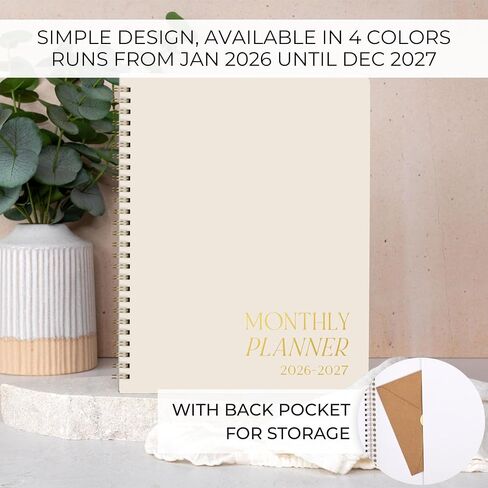 Beautiful 2026-2027 Monthly Planner and Calendar Book - To Do List Notebook That Easily Organizes Your Tasks to Boost Productivity - Runs From January 2026 Until December 2027 in Saudi Arabia