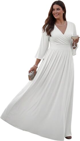 KOH KOH Womens Long Kimono Sleeve V-Neck Wrap Belted Empire Flowy Maxi Dress in Saudi Arabia