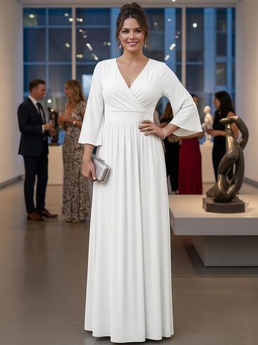 KOH KOH Womens Long Kimono Sleeve V-Neck Wrap Belted Empire Flowy Maxi Dress in Saudi Arabia