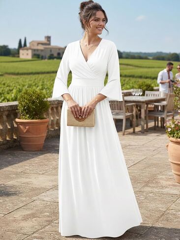 KOH KOH Womens Long Kimono Sleeve V-Neck Wrap Belted Empire Flowy Maxi Dress in Saudi Arabia