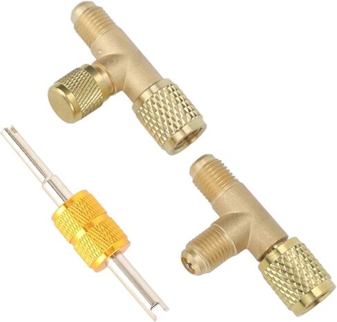 CHICIRIS 1/4in Brass Tee Adapter Quick Coupler Access for Vacuum Gauge R22 R12 R134 - HighQuality Material - Ideal for HAVC Applications in Saudi Arabia