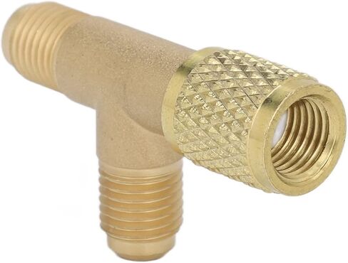 CHICIRIS 1/4in Brass Tee Adapter Quick Coupler Access for Vacuum Gauge R22 R12 R134 - HighQuality Material - Ideal for HAVC Applications in Saudi Arabia