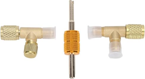 CHICIRIS 1/4in Brass Tee Adapter Quick Coupler Access for Vacuum Gauge R22 R12 R134 - HighQuality Material - Ideal for HAVC Applications in Saudi Arabia