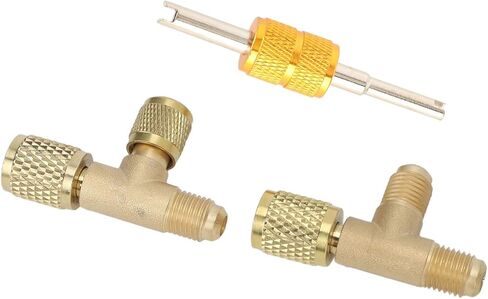 CHICIRIS 1/4in Brass Tee Adapter Quick Coupler Access for Vacuum Gauge R22 R12 R134 - HighQuality Material - Ideal for HAVC Applications in Saudi Arabia