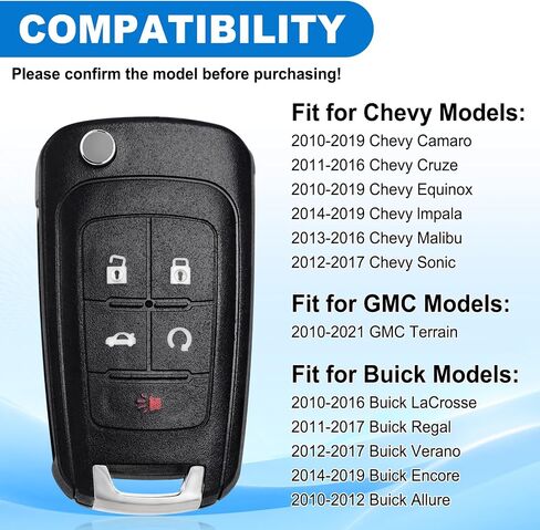 حافظة CAUORMOTE Key Fob Shell لسيارة Chevy Camaro Cruze Equinox Impala Malibu Sonic GMC، OHT01060512 315MHZ، عبوتان (قذائف فقط) in Saudi Arabia