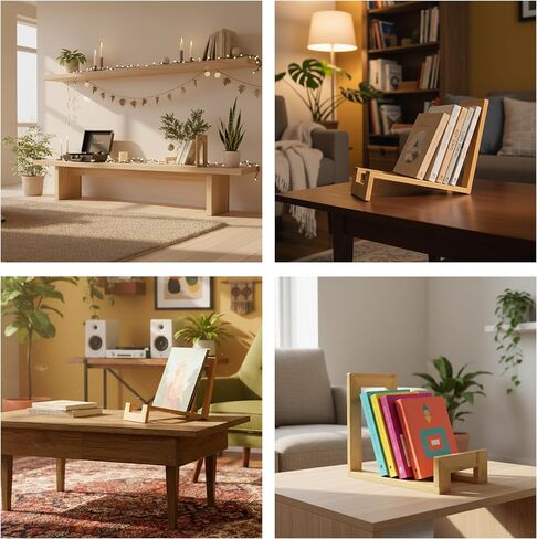 Bamboo Vinyl Record Holder & Book Rack – 2-in-1 To-Be-Read Stand & LP Storage Rack | Multipurpose Organizer for 40 LPs, Books & Magazines | Minimalist Home Decor with 2-Way Assembly Design for Living Room & Studio in Saudi Arabia