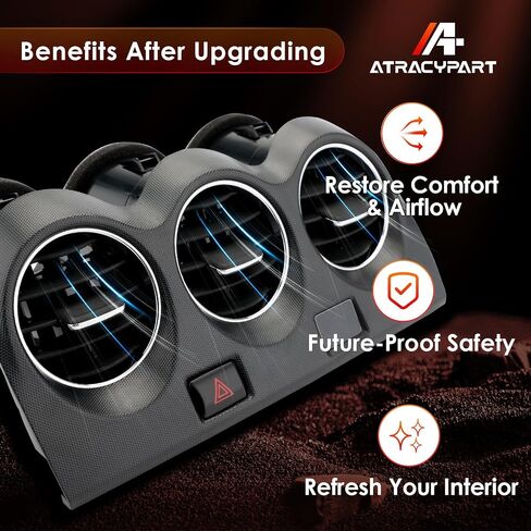 Center Dash A/C Air Vent, Compatible with 2007-2012 Altima, Console AC Outlet Insert Grille Panel Hazard Emergency Switch Button, Replaces# E771-5111E100 in Saudi Arabia