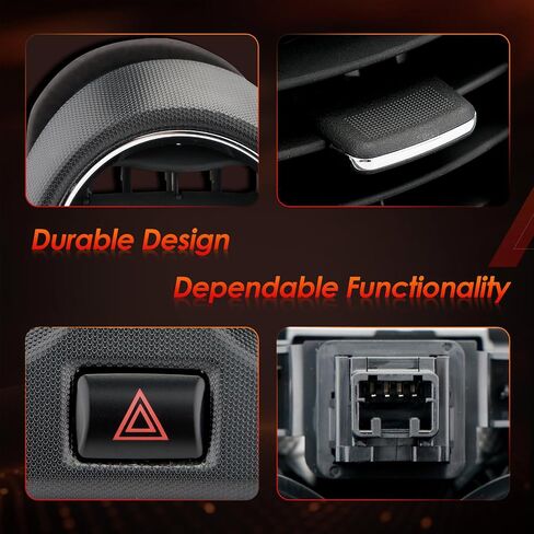 Center Dash A/C Air Vent, Compatible with 2007-2012 Altima, Console AC Outlet Insert Grille Panel Hazard Emergency Switch Button, Replaces# E771-5111E100 in Saudi Arabia