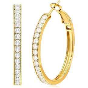 أقراط مويسانيتي من ريني آند كيه للنساء 30/50 مم كبيرة من الذهب الأبيض المطلي بالألماس أقراط فضية S925 خفيفة الوزن من الداخل إلى الخارج VVS D أطواق مويسانيتي معتمدة 1.34/3.86 قيراط in Kuwait