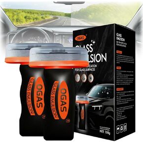 2PCS Glass Oil Film Remover for Car,Roll-On Glass Compound with Cleaning Board,Removes Oil Film & Smudges,Universal Anti-Rain Fog Brush in Kuwait