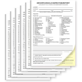 6Pack Detailed Driver Daily Vehicle Inspection Report - Carbonless 2-Part Forms, 5.5 x 8.5 Inches, Pre-Trip Checklist for Truck Drivers (50 Sets per Book, Set of 6 Books) in Saudi Arabia
