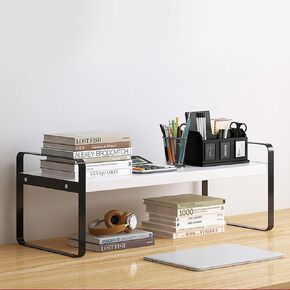 Modern Mini Shelf for Desk, Office Desk Shelf Organizer, Wood Desktop Bookshelf, Top Storage Rack, Desk Organizers and Accessoriesfor Dressing Table for Home Office Black + White 2nd Floor in Kuwait