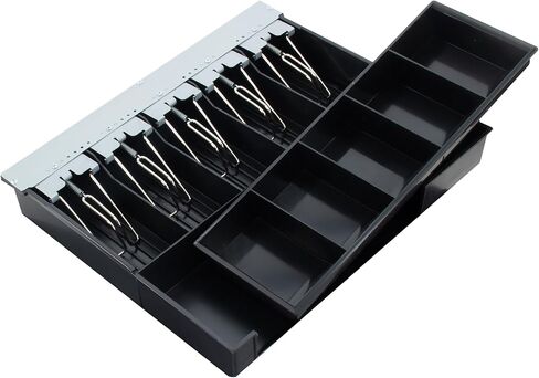 HK SYSTEMS BSM 16inch Cash Drawer for POS, No Logo, Black, DC 24V/Micro Switch, RJ12, 1slot, Removable and Adjustable cash tray 5-bill/5-coin Metal wire gripper, 6Keys #135, Stainless Steel front in Saudi Arabia