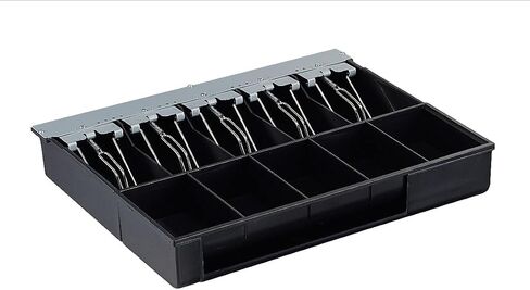 HK SYSTEMS BSM 16inch Cash Drawer for POS, No Logo, Black, DC 24V/Micro Switch, RJ12, 1slot, Removable and Adjustable cash tray 5-bill/5-coin Metal wire gripper, 6Keys #135, Stainless Steel front in Saudi Arabia