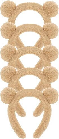 Bear Ears Plush Headbands for Women and Girls - Cute Animal Costume Party Accessories, Skincare Makeup Headbands, Brown in Kuwait