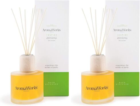 Aromaworks Inspire Reed Diffuser - مزيج متجدد من الزيوت العطرية - يخلق مزاجًا مهدئًا - جوًا معززًا - يوفر إحساسًا بالرفاهية والسعادة - ناشرون القصب - 6.76 أونصة in Saudi Arabia