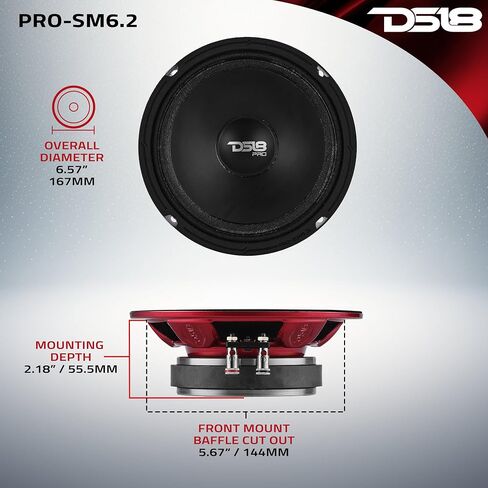 DS18 PRO-SM69.2 6x9 Shallow Water Resistant Cone Mid-Range Loudspeaker 500W Max Power, 250W RMS, 2 Ohms - Perfect for Motorcycle Applications (1 Speaker) in Saudi Arabia