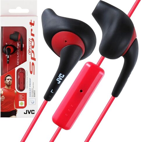 JVC White and Orange Nozzel Secure Comfort Fit Sweat Proof Gumy Sport Earbuds with long colored cord HA-ENR15W in Saudi Arabia
