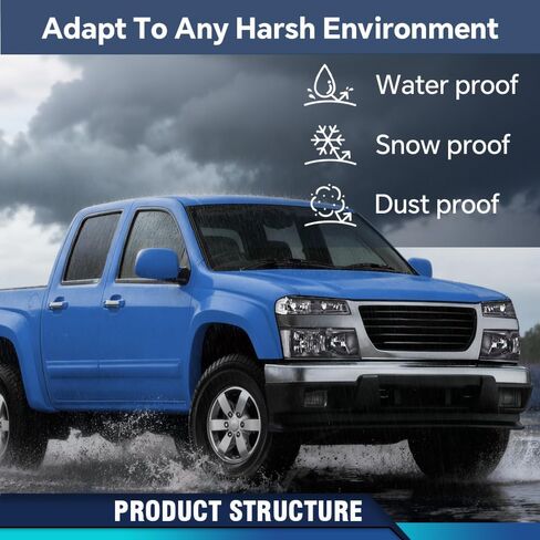 مصابيح أمامية PIT66 LED DRL، متوافقة مع 2004-2012 Chevy Colorado/2004-2012 GMC Canyon/2006 Isuzu i-280 i-350/2007-2008 Isuzu i-290 i-370 عدسات دخانية سوداء عاكسة شفافة in Kuwait