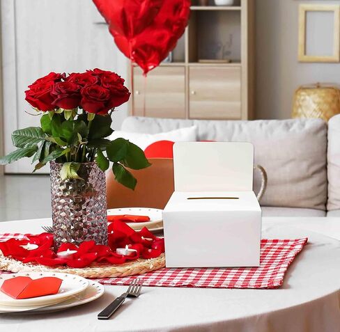 صندوق اقتراع من الورق المقوى الأبيض مكون من 4 قطع من Gift Boutique مع فتحة ورأس قابل للإزالة، مجموعة بطاقات السحب وجمع التبرعات وصناديق الاقتراحات in Saudi Arabia