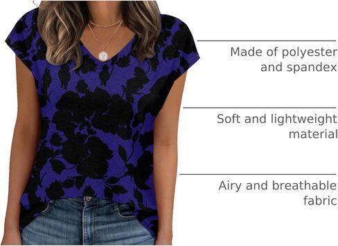 Zeagoo 2024 Women's Tank Top V Neck Eyelet T Shirts Cap Sleeve Tops Loose Fit Blouses Dressy Casual Summer Basic Shirts in Kuwait