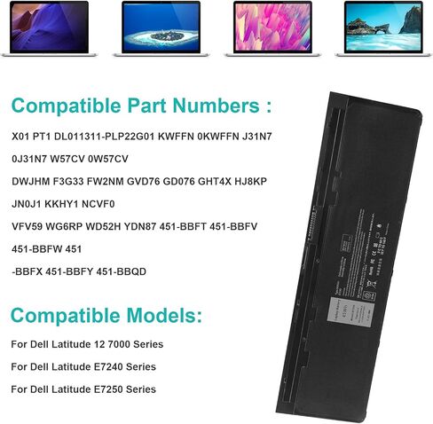 TREE.NB بطارية جديدة لجهاز Dell Latitude Notebook Ultrabook E7240 E7250، استبدل نوع الخليط 0J31N7 0W57CV KWFFN DWJHM FW2NM GVD76 GHT4X JN0J1 KKHY1 in Kuwait