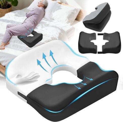 Upgraded Bed Sore Cushions for Butt, Bedsore Pressure Relief Pillow for Sleeping and Sitting,Memory Foam Bed Sore Donut Pillow,Tailbone Pain Relief Cushion for Bed Sores on Buttocks, Black in Saudi Arabia
