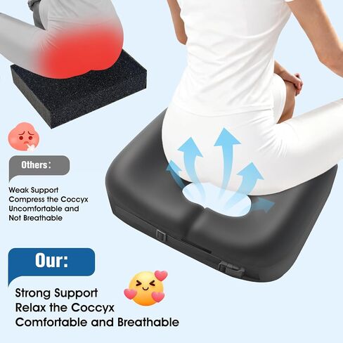 Upgraded Bed Sore Cushions for Butt, Bedsore Pressure Relief Pillow for Sleeping and Sitting,Memory Foam Bed Sore Donut Pillow,Tailbone Pain Relief Cushion for Bed Sores on Buttocks, Black in Saudi Arabia