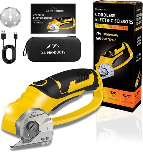 Cordless Electric Scissors – 4V Rotary Fabric & Cardboard Cutter – Light-Duty Carpet Cutting Tool for Crafting and Home Use – Portable Rechargeable Box Cutting Machine with Replaceable & Extra Blade in Saudi Arabia