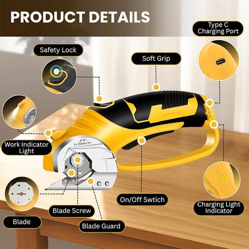 Cordless Electric Scissors – 4V Rotary Fabric & Cardboard Cutter – Light-Duty Carpet Cutting Tool for Crafting and Home Use – Portable Rechargeable Box Cutting Machine with Replaceable & Extra Blade in Saudi Arabia