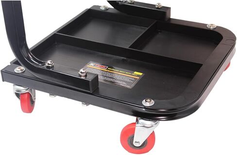 مقعد زاحف ميكانيكي 74981 من K Tool International مع تخزين الأدوات للكراجات ومحلات الإصلاح والأعمال اليدوية، مقعد مبطن، 350 رطل. السعة، إطار فولاذي أنبوبي عالي التحمل، (4) عجلات دوارة، أحمر/أسود in Kuwait