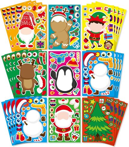Christmas Stickers 36 PCS for Kids Make a Face Stickers, Make Your Own Christmas Sticker DIY Mix and Match Christmas Party Games Sticker Decorating Party Favors Supplies for School Student Awards in Kuwait