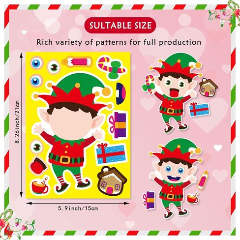 Christmas Stickers 36 PCS for Kids Make a Face Stickers, Make Your Own Christmas Sticker DIY Mix and Match Christmas Party Games Sticker Decorating Party Favors Supplies for School Student Awards in Kuwait