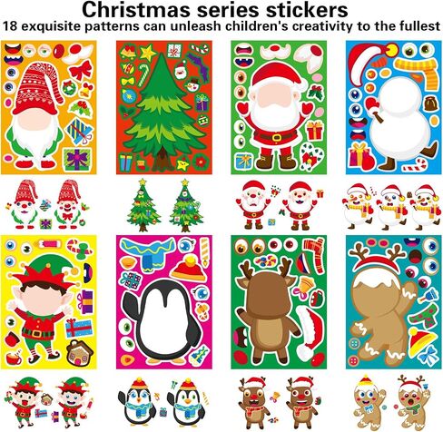 Christmas Stickers 36 PCS for Kids Make a Face Stickers, Make Your Own Christmas Sticker DIY Mix and Match Christmas Party Games Sticker Decorating Party Favors Supplies for School Student Awards in Kuwait