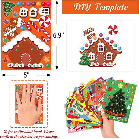 70Sheets Christmas Stickers Crafts Bulk, Make-a-Gingerbread House/Nutcracker/Snowman/Elf/Xmas Tree Stocking Stuffers Goodie Bag Gifts Party Favors Supplies (Small Size) in Saudi Arabia
