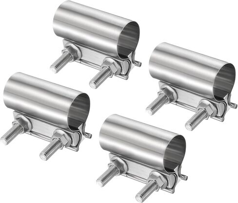 HARFINGTON 4pcs Exhaust Clamp 1.77" Stainless Steel Lap Joint Band Clamp Exhaust Pipes Connection with M10x55.5 Screws for Car Muffler Elbow Pipes in Saudi Arabia