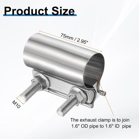 HARFINGTON 4pcs Exhaust Clamp 1.77" Stainless Steel Lap Joint Band Clamp Exhaust Pipes Connection with M10x55.5 Screws for Car Muffler Elbow Pipes in Saudi Arabia