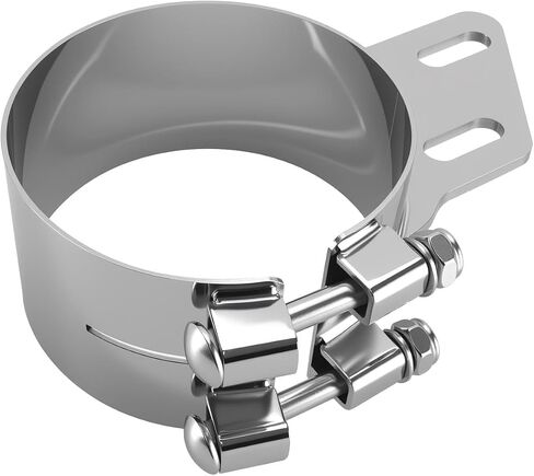 6" Stainless Steel Butt Joint Exhaust Clamp Fit for Peterbilt Kenworth and Universal Applications, with Inclined bracket in Saudi Arabia
