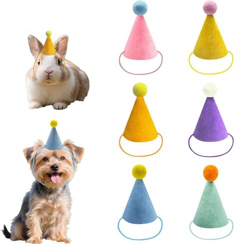 6 Pcs Colorful Mini Party Hats for Stuffed Animals, Birthday Party Felt Cone Hat for Cat Dolls Dog Rabbit Puppies Birthday Party Decorations in Saudi Arabia