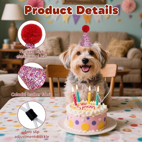 6 Pcs Colorful Mini Party Hats for Stuffed Animals, Birthday Party Felt Cone Hat for Cat Dolls Dog Rabbit Puppies Birthday Party Decorations in Saudi Arabia