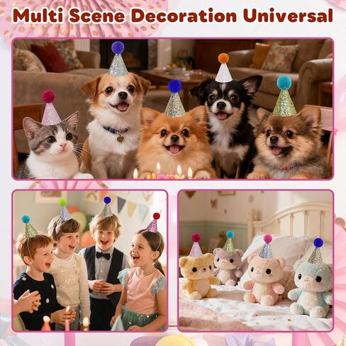 6 Pcs Colorful Mini Party Hats for Stuffed Animals, Birthday Party Felt Cone Hat for Cat Dolls Dog Rabbit Puppies Birthday Party Decorations in Saudi Arabia