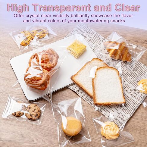 Clear Self Sealing Cellophane Bags, 200 Pcs 4x6 Inches Cookie Bags Resealable Cellophane Bag for Gift Wrapping,Packaging Cookies,Candies,Dessert,Bakery,Party Favors in Saudi Arabia