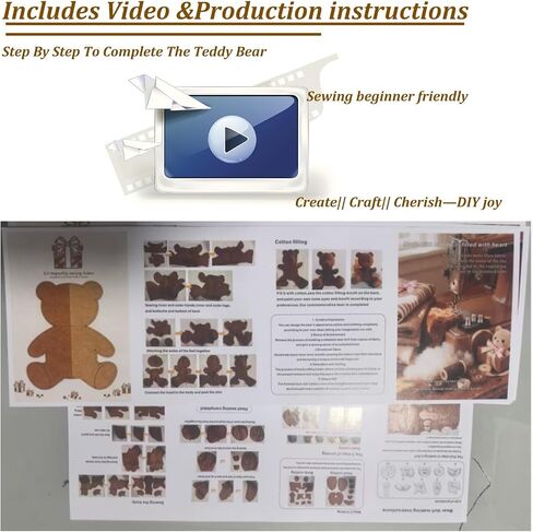 10 Inch Memory Bear Quilting Templates & Sewing Patterns - Beginners Friendly | with PVC Stencil Rulers, Craft Eyes and Noses Step-by-Step Tutorials/Instructions for Easy DIY(10in+Two Plush) in Saudi Arabia