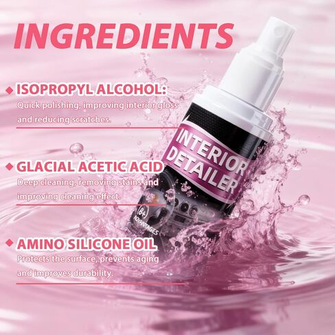منظف ​​تلميع قطعتين، بخاخ منظف داخلي للسيارة، رذاذ لتجديد التفاصيل الداخلية للسيارة بالكامل، تلميع داخلي للسيارة للوحات القيادة والمقاعد والجلود والبلاستيك in Kuwait