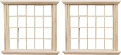 LOGOFUN Doll House Window 1: 12 Scale Miniatures Wood Windows Mini Window Frame Model for Doll Houses Furniture Decoration in Kuwait