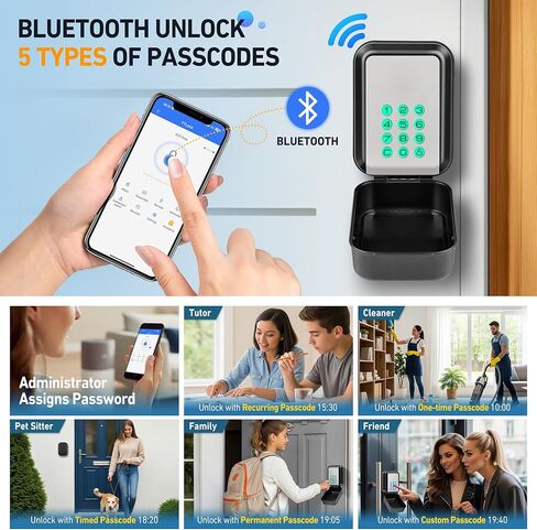 HUANLANG Smart Key Lock Box - Bluetooth Electronic Lock Box for Keys, Wall Mount Digital Key Storage with App Control & PIN Code Types, IP65 Waterproof lockbox for Home, Airbnb, Realtor and Office in Saudi Arabia